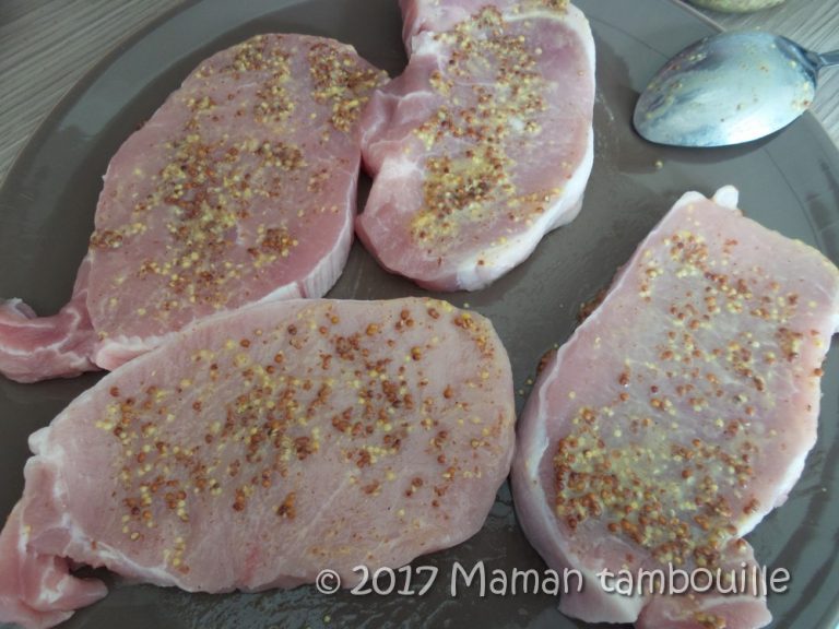 Côtes de porc moutarde et cheddar Maman Tambouille
