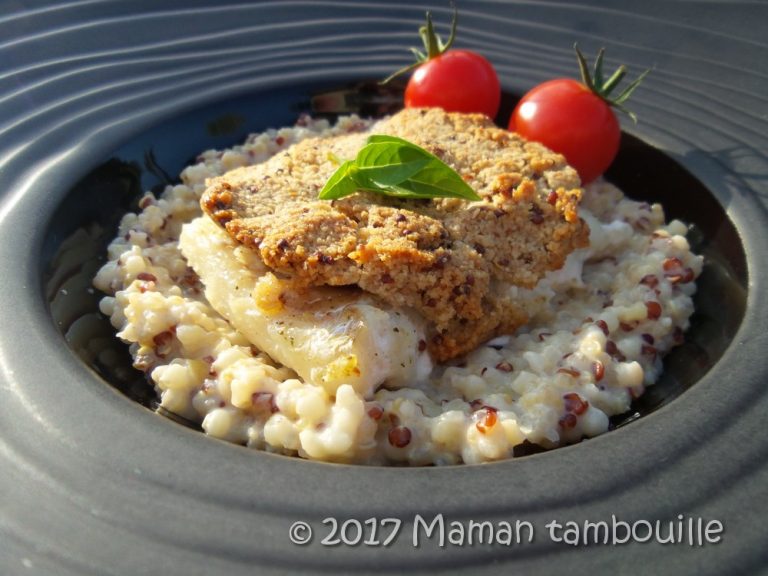 Read more about the article Cabillaud en croute de moutarde et risotto de quinoa